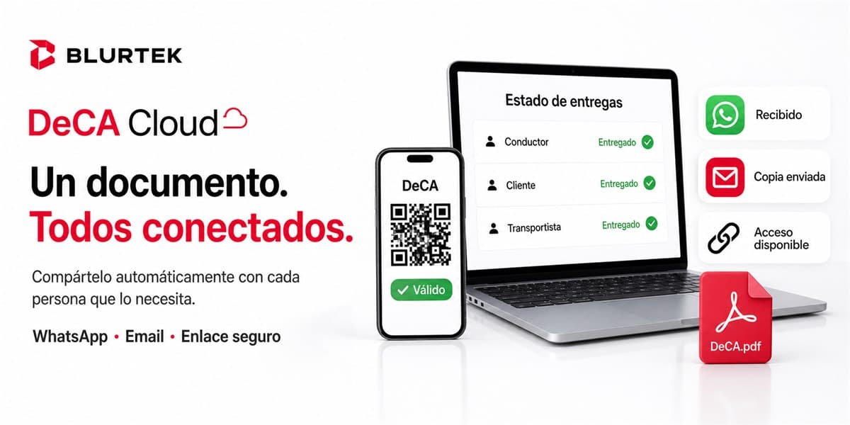 Cargador, cliente, conductor y transportista conectados al mismo DeCA