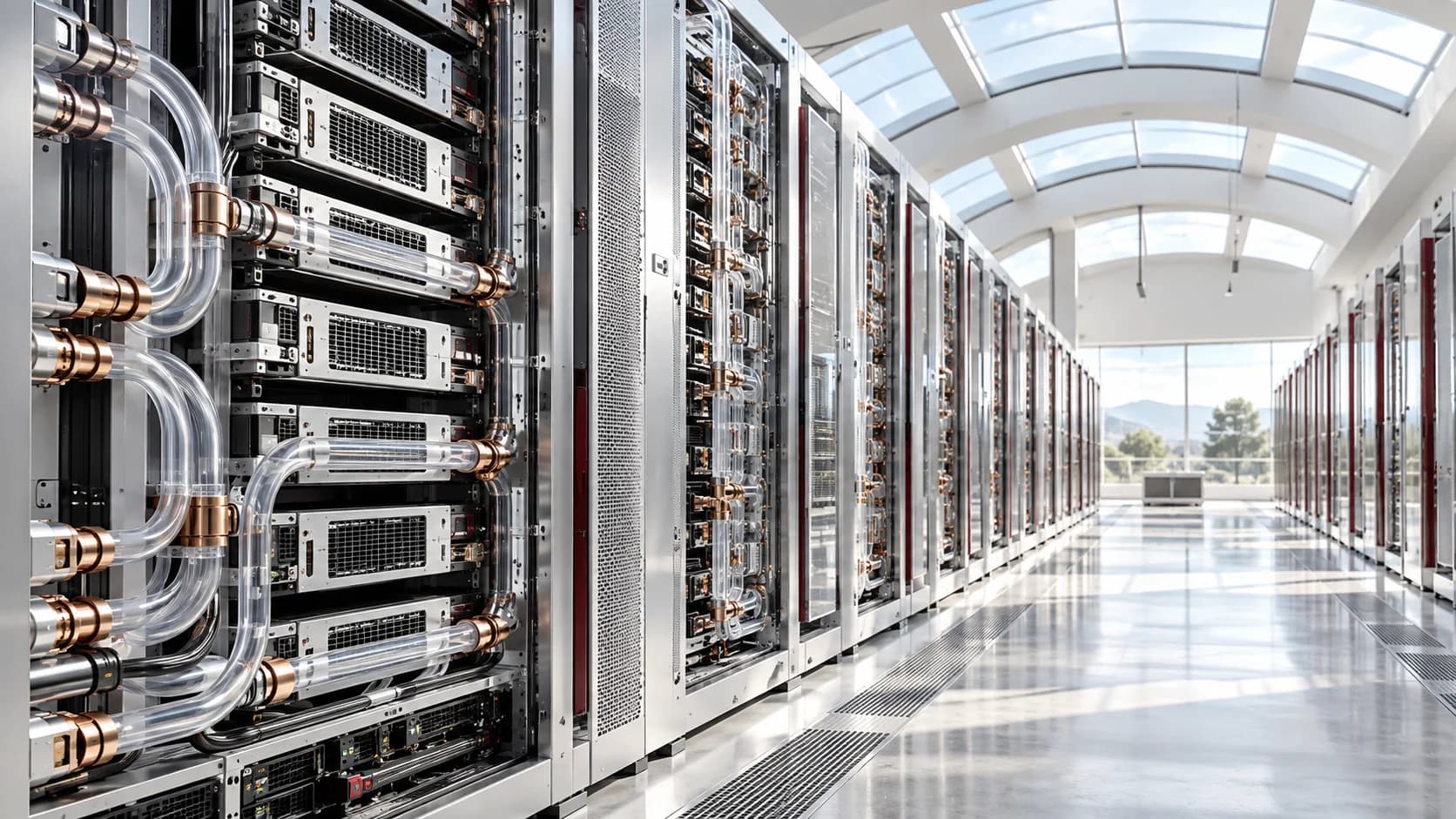 Servidores GPU refrigerados para inteligencia artificial privada — imagen conceptual